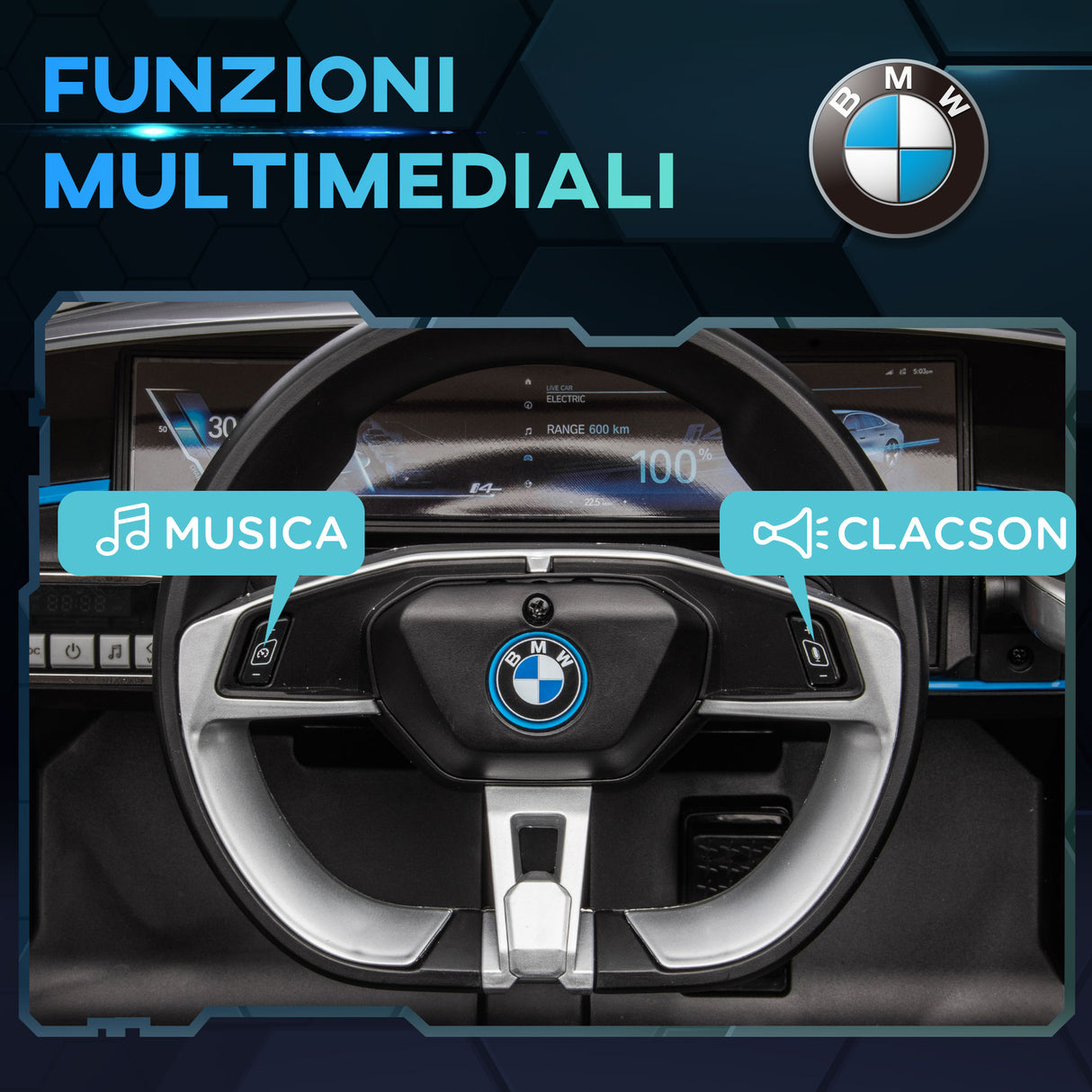 easycomfort easycomfort macchina elettrica per bambini 3 6 anni con licenza bmw con telecomando clacson e fari 115x67x45 cm nera