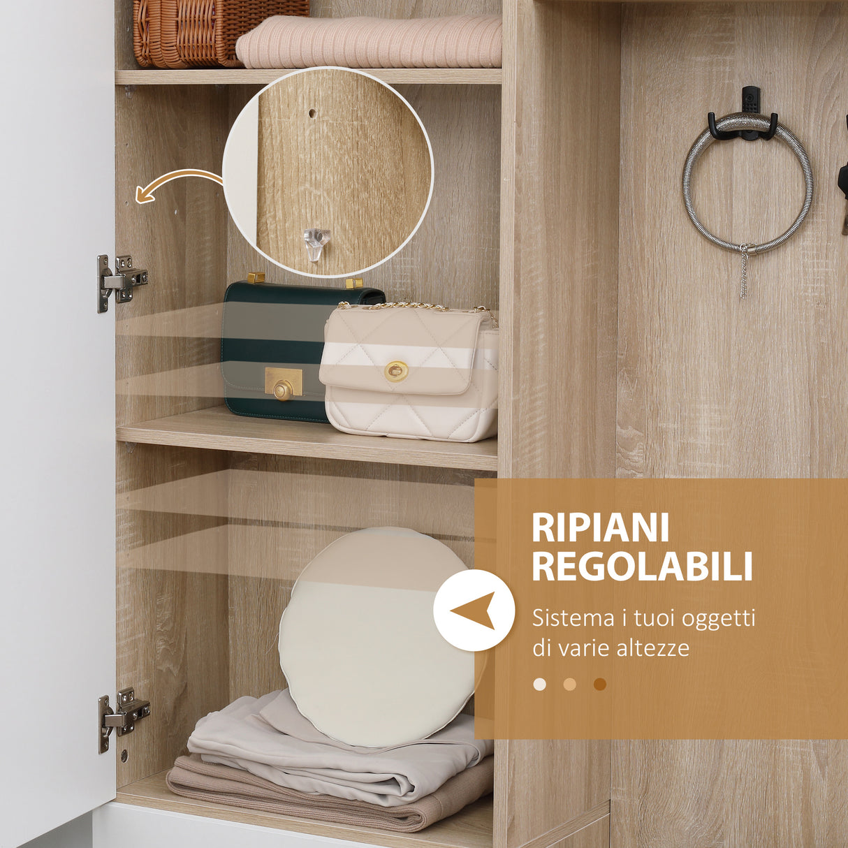 easycomfort easycomfort mobile da ingresso 4 in 1 in truciolato con specchio ganci e ripiani regolabili interni 145x29x184 cm