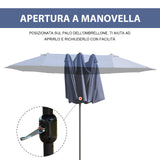 easycomfort easycomfort ombrellone da giardino doppio con apertura a manovella acciaio e poliestere 460x270x240 cm blu