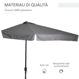 easycomfort easycomfort ombrellone semicircolare da parete 2 5x2 3m con apertura a manovella in metallo e poliestere grigio