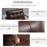 easycomfort easycomfort poltrona imbottita stile industriale trapuntata a bottoni arredamento moderno poltroncina da ingresso in metallo e pu 75x81x78cm marrone