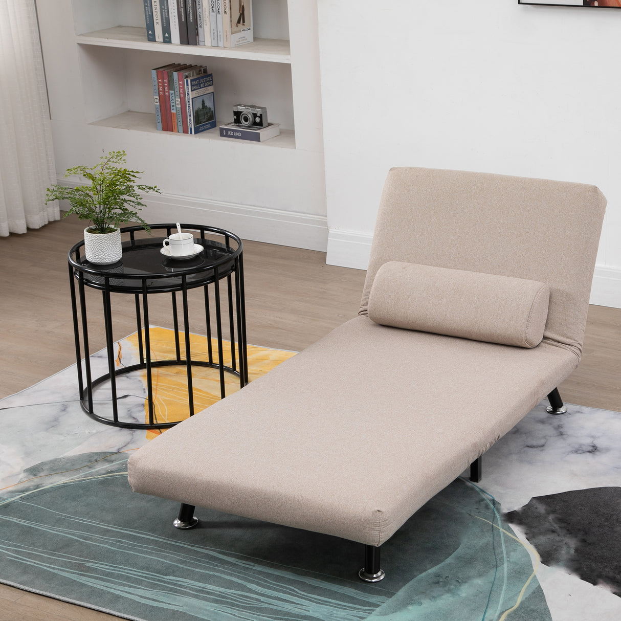 easycomfort easycomfort poltrona letto singolo poltrona con materasso e cuscino imbottito sfoderabili schienale regolabile 90 180 e telaio in metallo 75x70x75 cm beige ean 8055776911885
