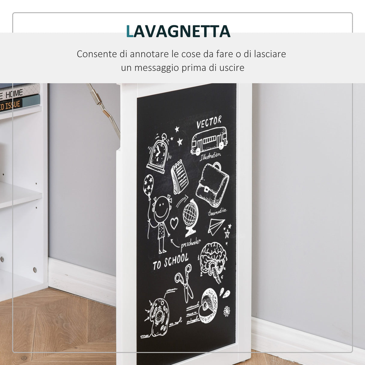 easycomfort easycomfort scrivania pc pieghevole con libreria a 9 ripiani in legno e metallo 98x51x153 cm bianco ean 8054111849425
