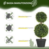 easycomfort easycomfort set da 2 piante di bosso a 2 sfere realistiche con vaso incluso a fondo rinforzato ed erba 60 cm