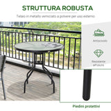 easycomfort easycomfort tavolino da giardino con piano in vetro temperato e foro per ombrellone acciaio 80 x 72 cm nero