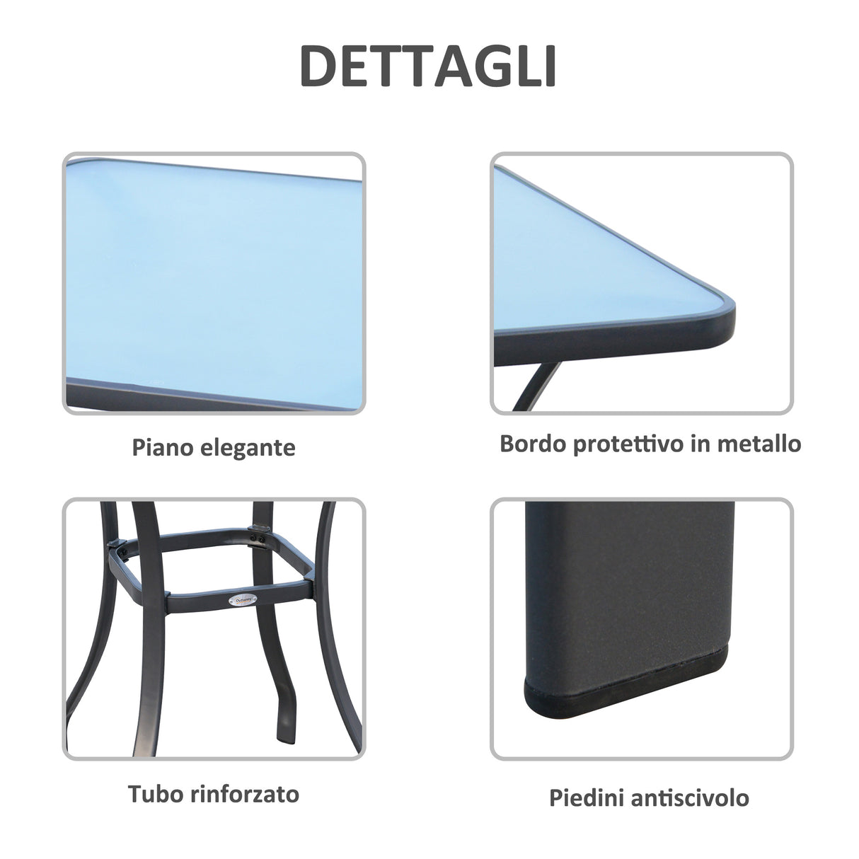 easycomfort easycomfort tavolino moderno piano in vetro temperato tavolo da giardino esterno metallo 68 5x68 5x84cm grigio