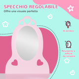 easycomfort easycomfort tavolo trucco per bambini con sgabello in legno toeletta con specchio e cassetto 60x36x88cm rosa