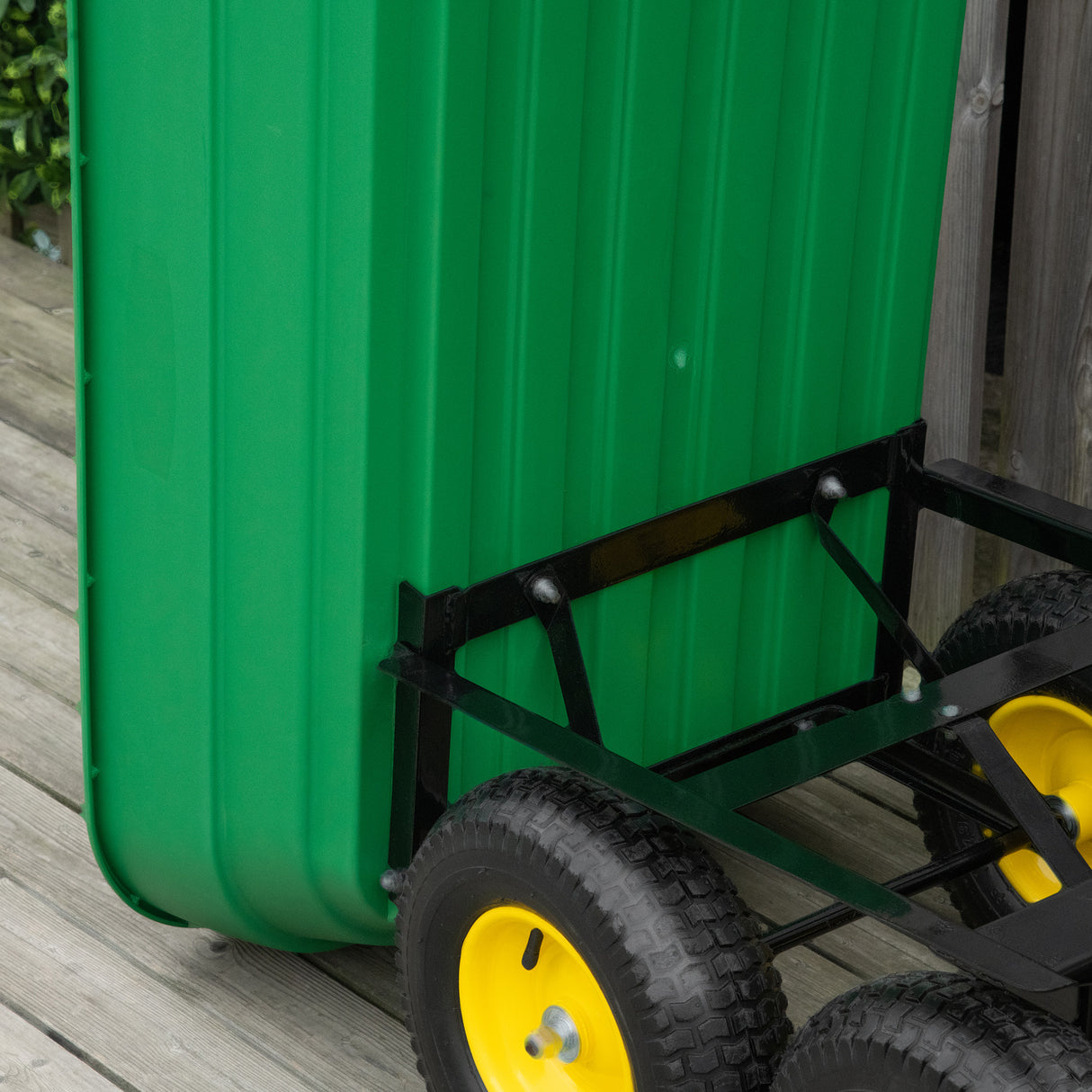 easycomfort easycomfort carrello da giardino 125l in acciaio e pp con vasca ribaltabile e maniglia 118x58x102 cm verde