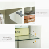 easycomfort easycomfort credenza moderna a anta con luci led e mensole in vetro mobile multiuso in legno con finitura lucida 97x35x83cm bianco