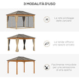 easycomfort easycomfort gazebo da giardino in acciaio alluminio e poliestere con tetto in policarbonato e zanzariere 2 94x3 60x2 67 m