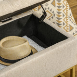 easycomfort easycomfort panca con contenitore in poliestere trapuntata con gambe in acciaio doro 110x44x48cm beige