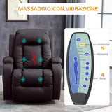 easycomfort easycomfort poltrona relax massaggiante e riscaldata con telecomando 85x94x104cm finta pelle marrone