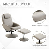 easycomfort easycomfort poltrona relax reclinabile con pouf poggiapiedi abbinato e rivestimento in finta pelle 71x78x101cm grigia ean 8054144134468