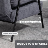easycomfort easycomfort poltrona relax reclinabile con pouf poggiapiedi in velluto a costine grigio