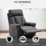 easycomfort easycomfort poltrona relax reclinabile con seduta imbottita e poggiapiedi per casa e ufficio in pelle pu 80x91x102 cm nera ean 8055776911762