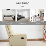 easycomfort easycomfort poltrona relax reclinabile imbottita ergonomica con poggiapiedi pelle pu 80 x 97 x 107cm crema ean 8055776912981