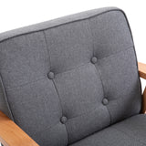 easycomfort easycomfort poltrona stile scandinavo imbottita e trapuntata a bottoni in tessuto e legno 64 5x70x74cm grigio ean 8055776913322