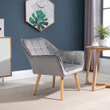 easycomfort easycomfort poltroncina stile nordico in legno ed effetto velluto grigio per soggiorno o ufficio 67x61 5x71 cm