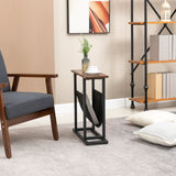 easycomfort easycomfort tavolino da salotto in truciolato e acciaio con borsa portaoggetti in tessuto oxford 49x19x55 cm marrone e nero
