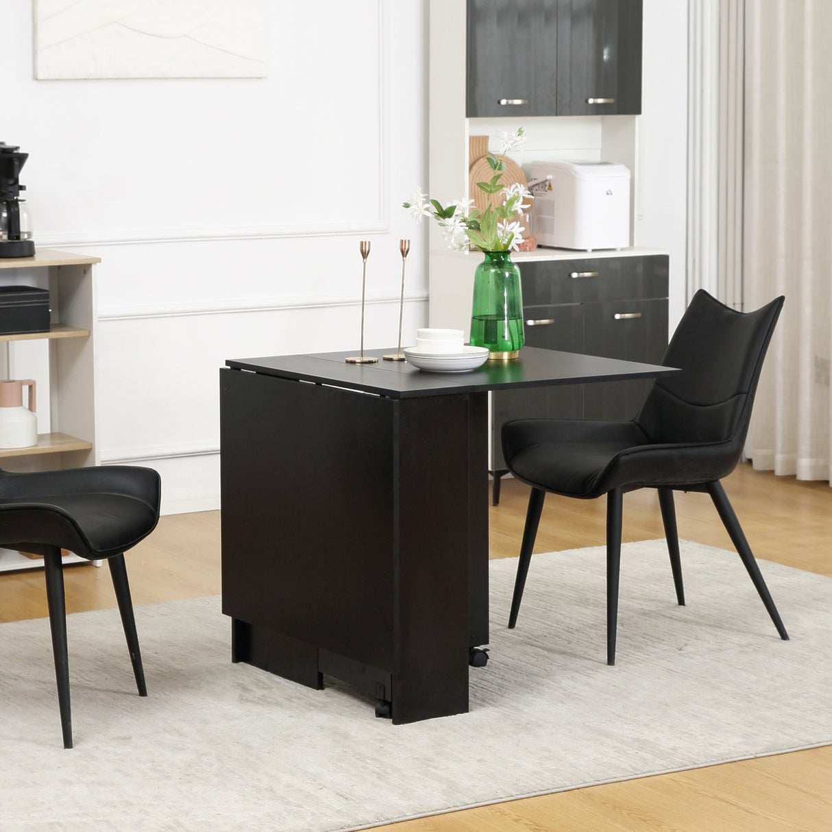 easycomfort easycomfort tavolo pieghevole in legno per 4 6 persone con ruote 75x140x74cm nero
