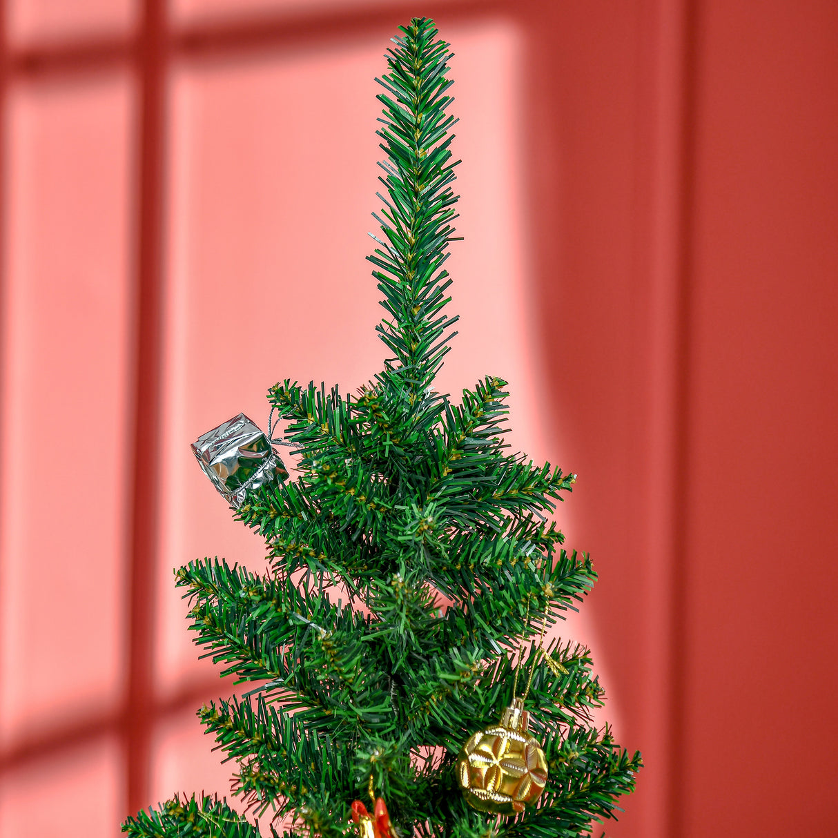 easycomfort easycomfort albero di natale artificiale 150 cm con rami realistici albero di natale alto e stretto con base in plastica verde