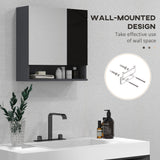 easycomfort easycomfort armadietto con specchiera bagno a 2 ante e mensole regolabili in legno 55x17x55cm nero