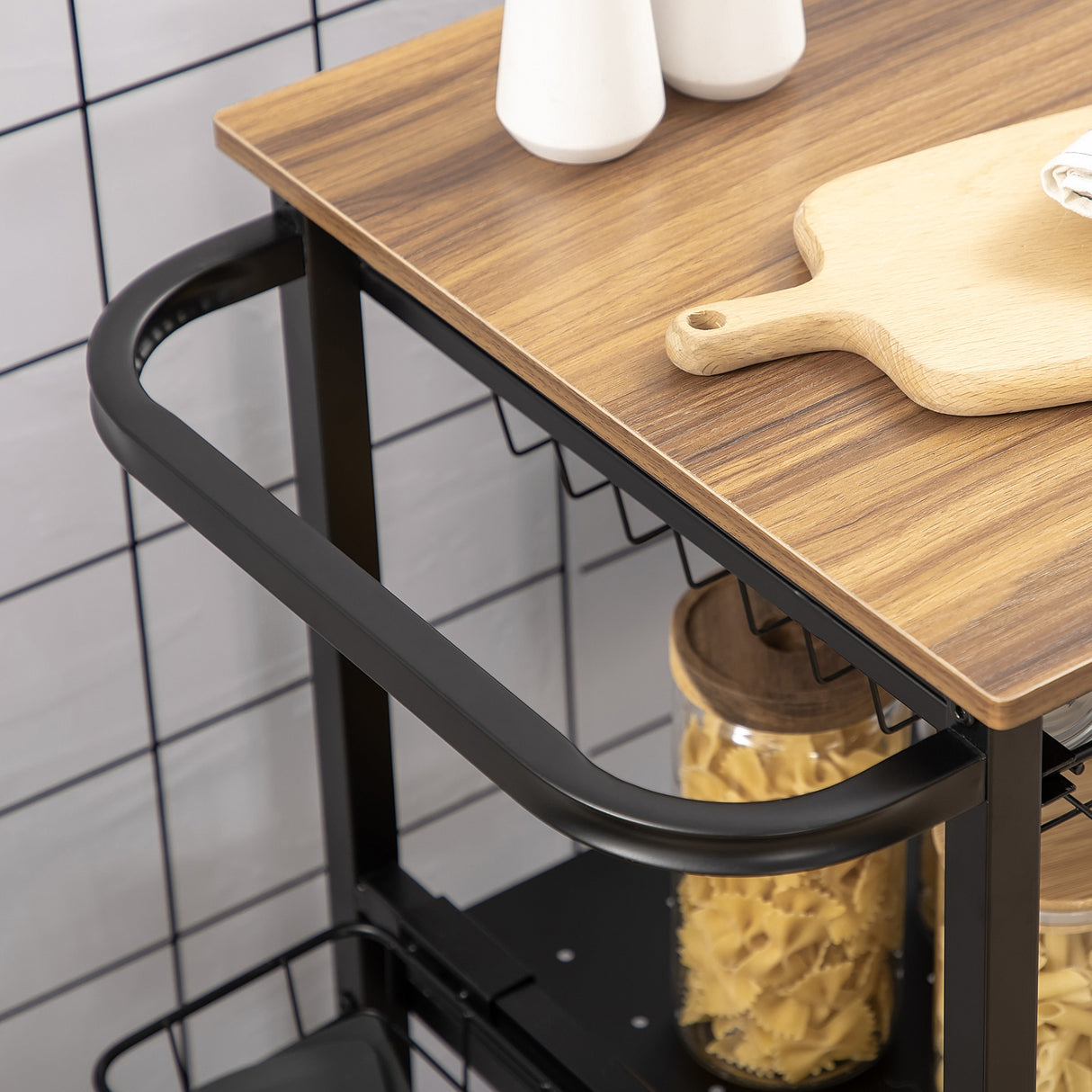 immagine-8-easycomfort-easycomfort-carrello-da-cucina-a-3-livelli-con-2-ruote-cesto-estraibile-e-vassoio-75x43-5x91-cm-color-legno-e-nero