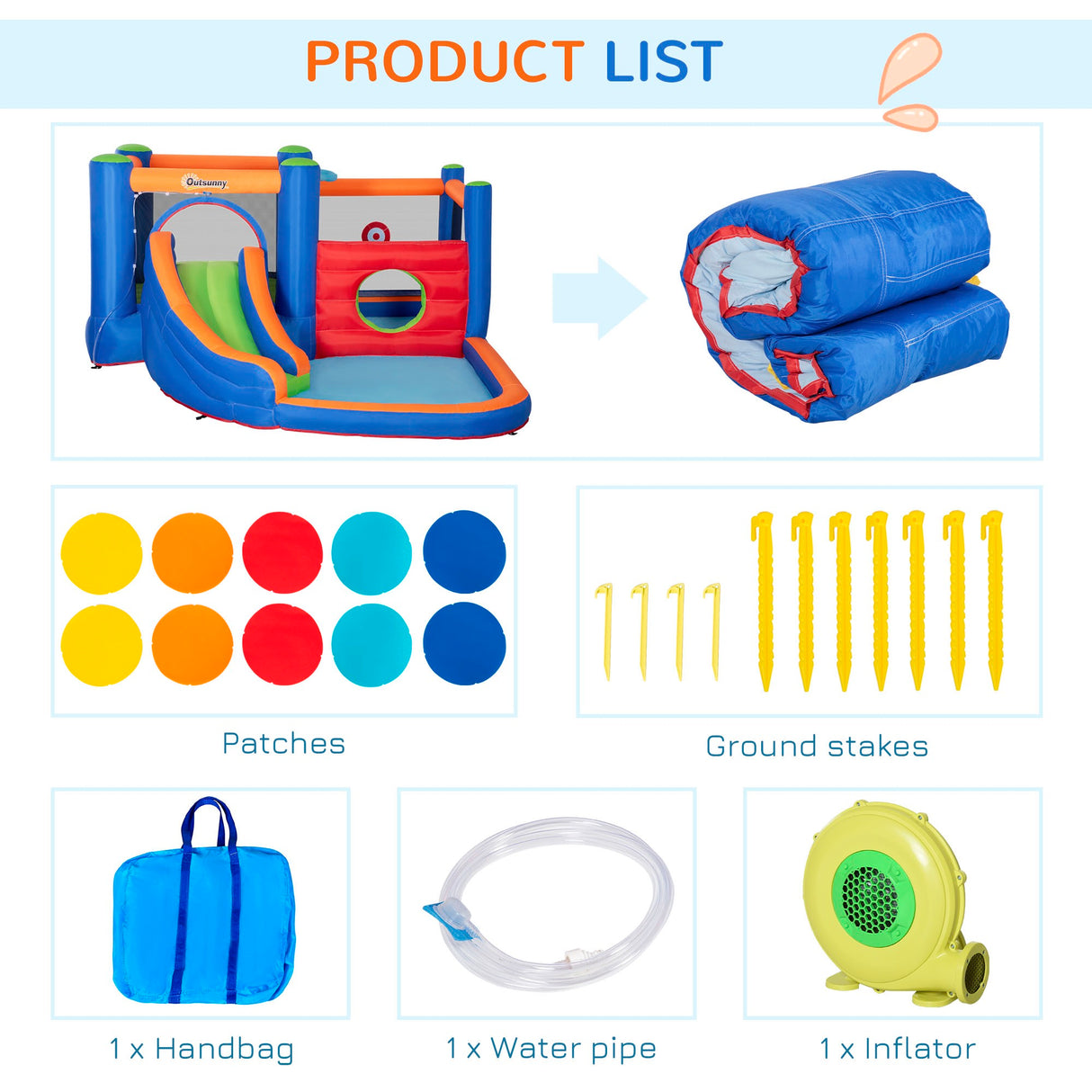 easycomfort easycomfort castello gonfiabile per bambini 3 8 anni con scivolo trampolino e piscina 380x340x170cm