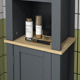 easycomfort easycomfort colonna bagno salvaspazio con armadietto e 3 ripiani aperti in legno 34x23x165cm grigio