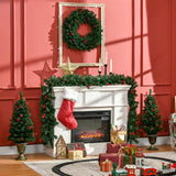 easycomfort easycomfort decorazioni natalizie set 4 pezzi con 2 alberelli di natale 40x90 cm ghirlanda natalizia e corona di natale