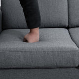 easycomfort easycomfort divano a 3 posti relax salotto con cuscini 200 82 78cm tessuto di lino grigio