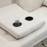 easycomfort easycomfort divano letto 3 posti reclinabile con rivestimento effetto lino e tavolino a ribalta beige