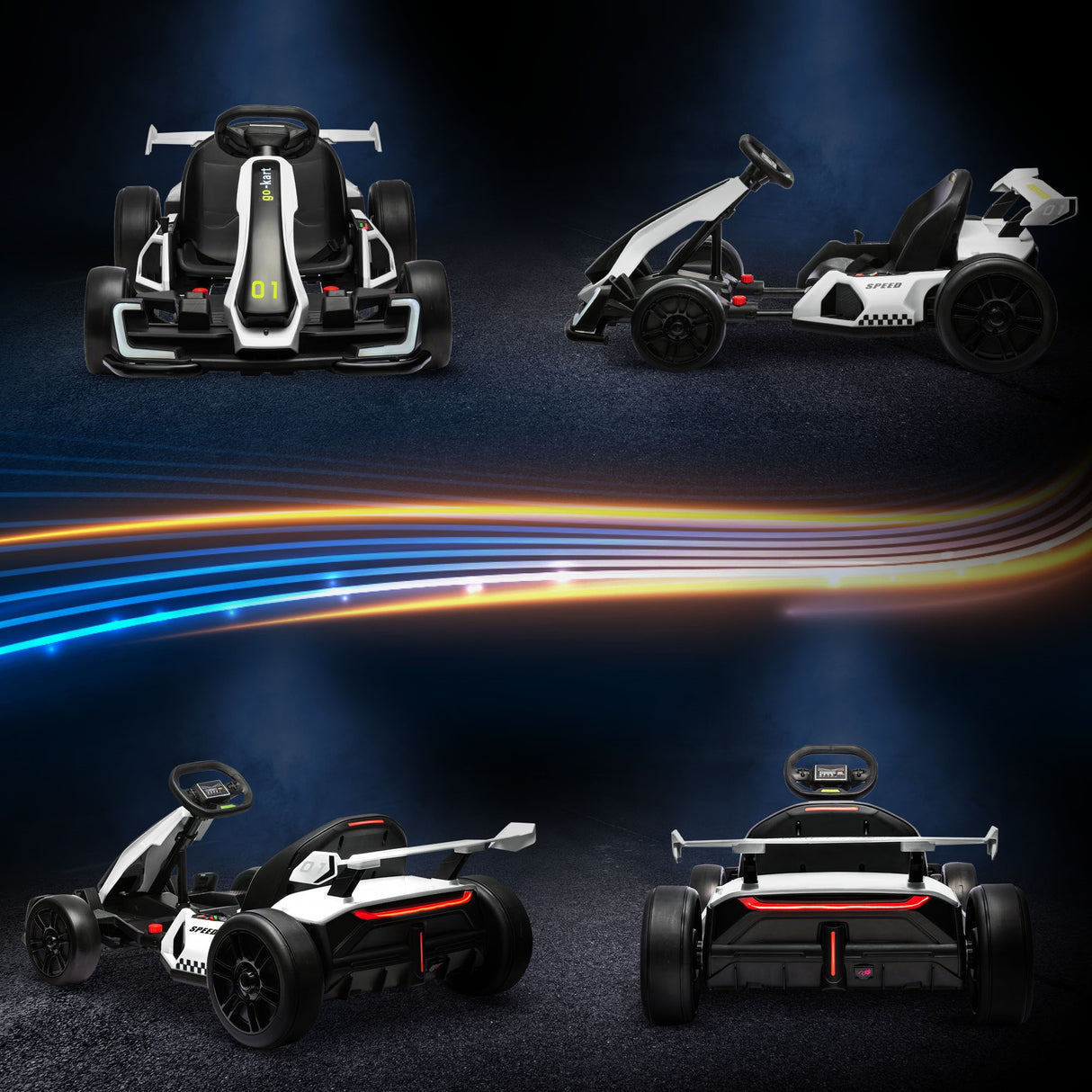 easycomfort easycomfort go kart elettrico per bambini 6 12 anni 24v 12kmh con seggiolino regolabile bianco