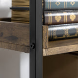 easycomfort easycomfort libreria stile industriale a 5 ripiani in legno e metallo 48x30x155cm marrone rustico