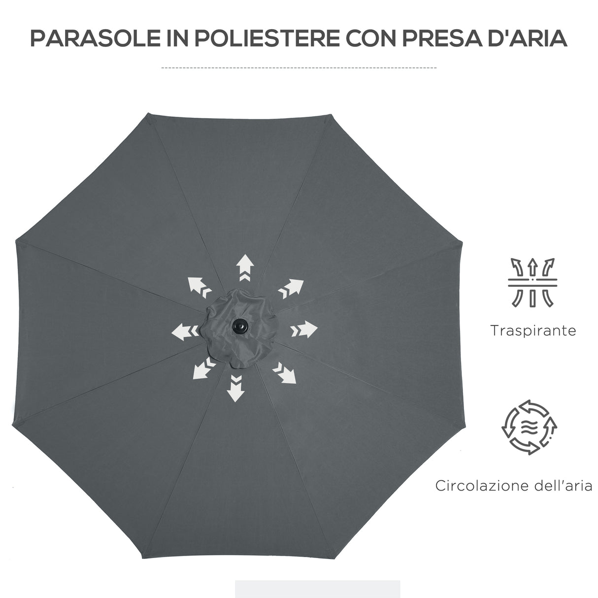 easycomfort easycomfort ombrellone da giardino 3x2 5 m inclinabile con manovella in metallo e poliestere grigio scuro