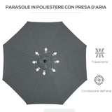 easycomfort easycomfort ombrellone da giardino 3x2 5 m inclinabile con manovella in metallo e poliestere grigio scuro