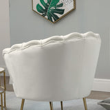 easycomfort easycomfort poltrona di design stile vintage imbottita in velluto 79x77x77cm crema