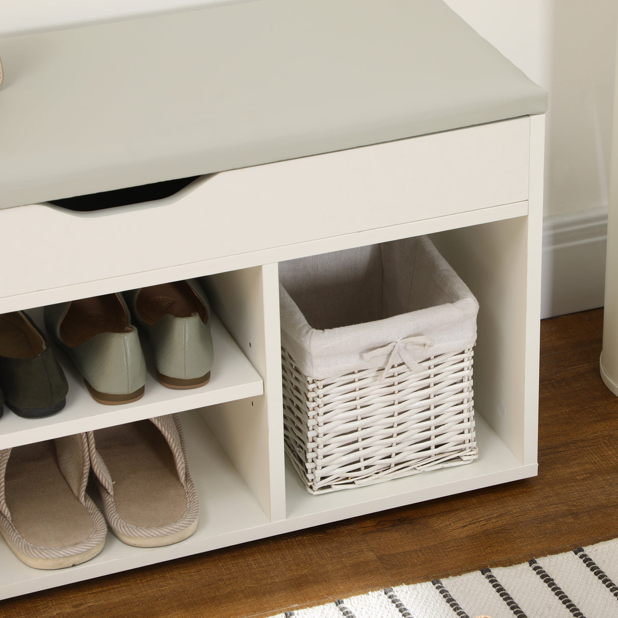 easycomfort easycomfort scarpiera salvaspazio da ingresso imbottita mobile da ingresso con scarpiera con 3 scomparti seduta in pelle pu per soggiorno e corridoio 80x30x43 cm bianco ean 8054111849661