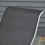 easycomfort easycomfort set 2 sdraio da giardino e tavolino con vetro lettino prendisole con tessuto traspirante 59 x 169 x 66cm nero grigio ean 8054144134192