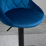 easycomfort easycomfort set 2 sgabelli da bar altezza regolabile con base in metallo e seduta in velluto sgabelli moderni con schienale e poggiapiedi 46x48x83 104cm blu