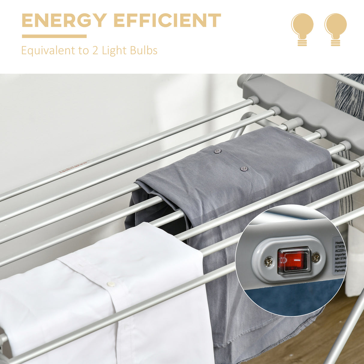 easycomfort easycomfort stendino elettrico riscaldato con ali pieghevole salvaspazio in lega di alluminio 144x53x91cm argento