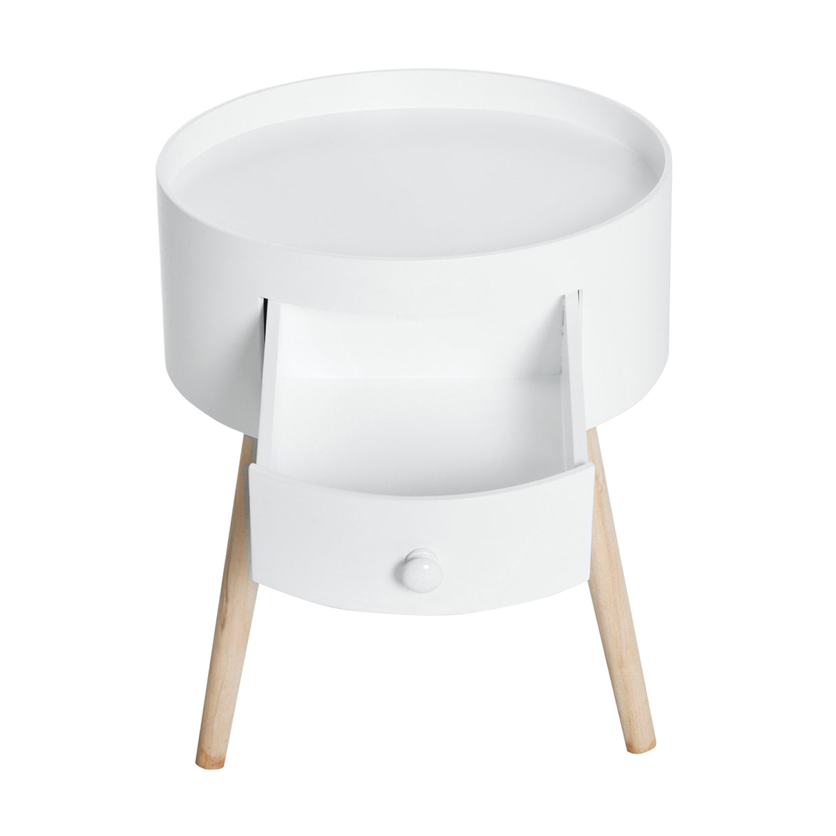 easycomfort easycomfort tavolino da salotto moderno in legno tavolino rotondo con cassetto tavolino da caffe per soggiorno e camera bianco ean 8054111846318