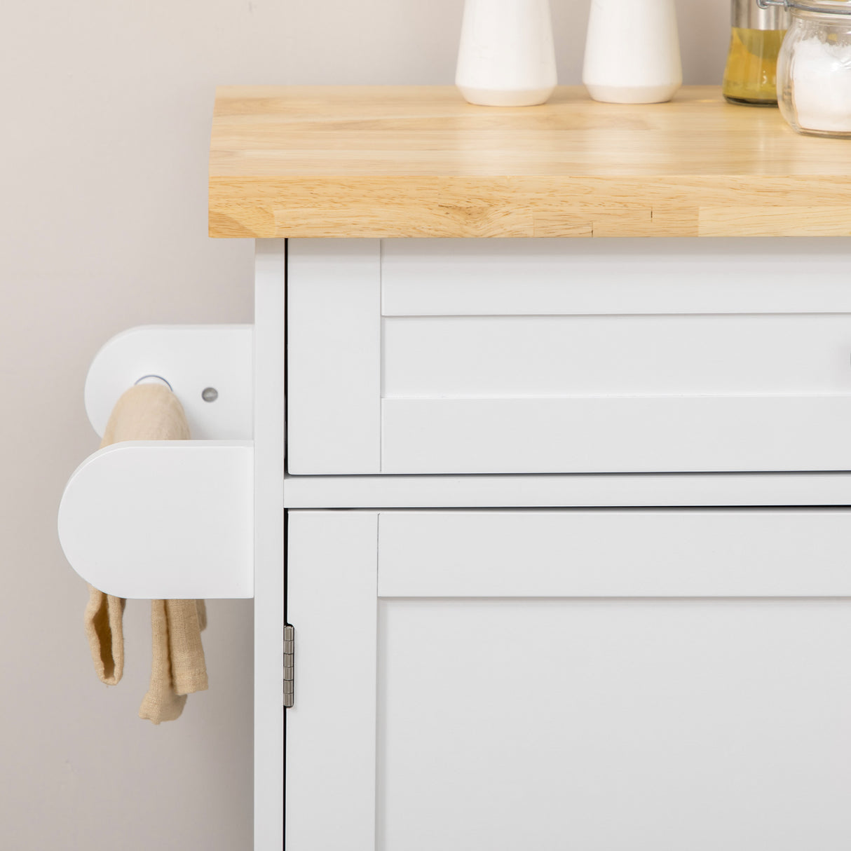easycomfort easycomfort carrello da cucina con cassetto portaspezie armadietto e 4 ruote 109x40x89cm bianco