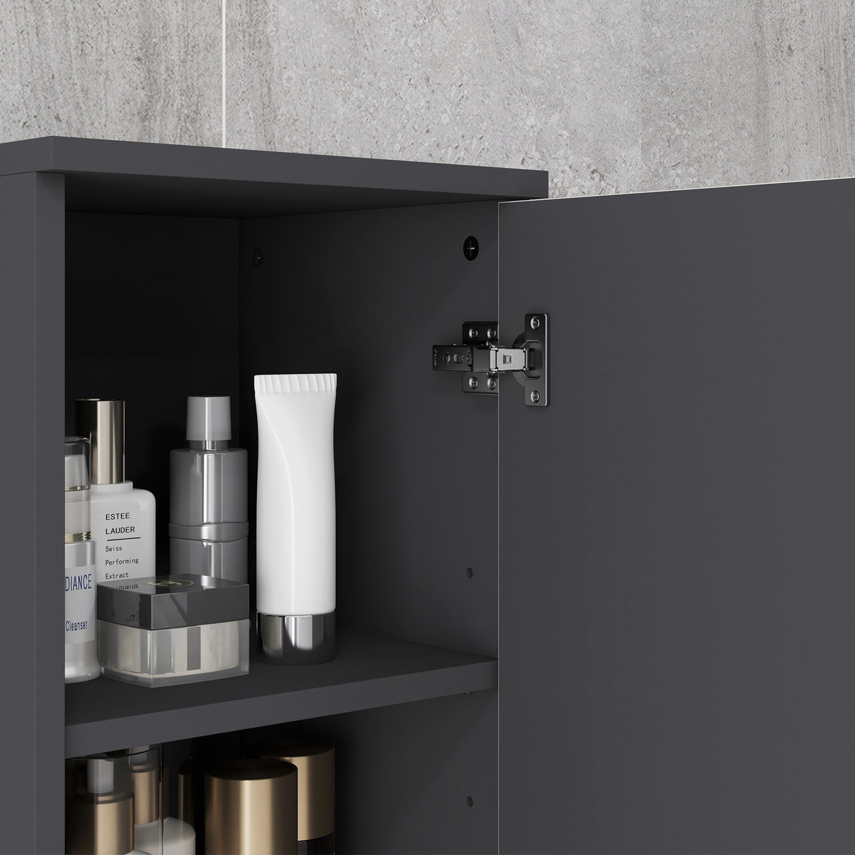 easycomfort easycomfort colonna bagno in truciolato con 2 ripiani aperti e 2 armadietti a 2 livelli 30x30x183 cm grigio