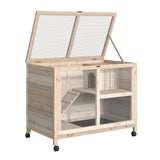 easycomfort easycomfort conigliera in legno a 2 piani con casetta rampa e vassoio estraibile 91 5x53 3x73cm