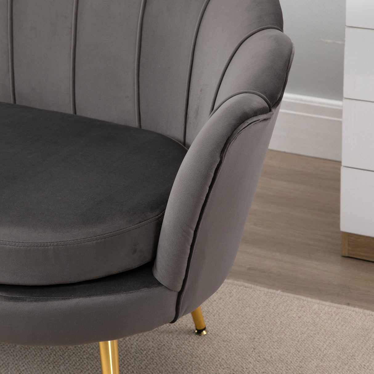 easycomfort easycomfort divanetto 2 posti in tessuto effetto velluto con braccioli divano moderno con seduta imbottita per camera da letto e soggiorno 133x63x75cm grigio ean 8055776913551