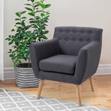 easycomfort easycomfort poltrona imbottita moderna poltroncina da camera soggiorno con braccioli tessuto legno 68 58 5 76cm grigio scuro ean 8055776916040