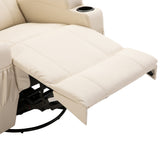 easycomfort easycomfort poltrona relax elettrica reclinabile girevole con 2 portabicchieri telecomando poggiapiedi e 4 tasche laterali in pelle pu legno e acciaio crema