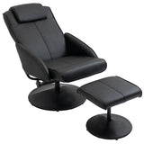 easycomfort easycomfort poltrona relax reclinabile con pouf poggiapiedi abbinato e rivestimento in finta pelle nero