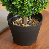 easycomfort easycomfort set da 2 piante di bosso a 2 sfere realistiche con vaso incluso a fondo rinforzato ed erba 60 cm